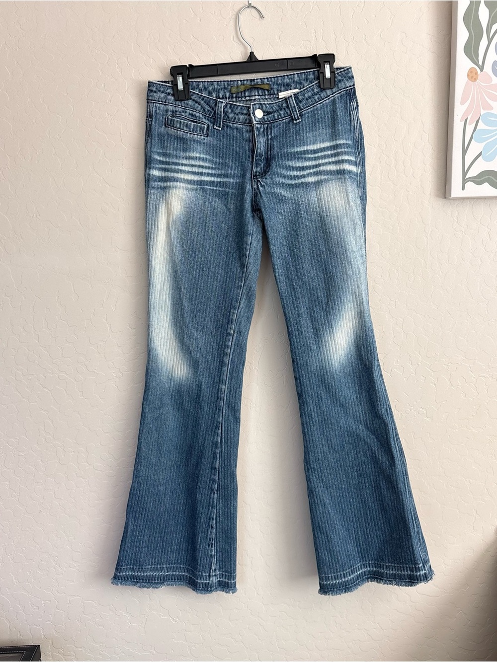 BDG Y2K Low Rise Flare Bell Bottom Jeans Whiskered Pinstripe Blue 5/6